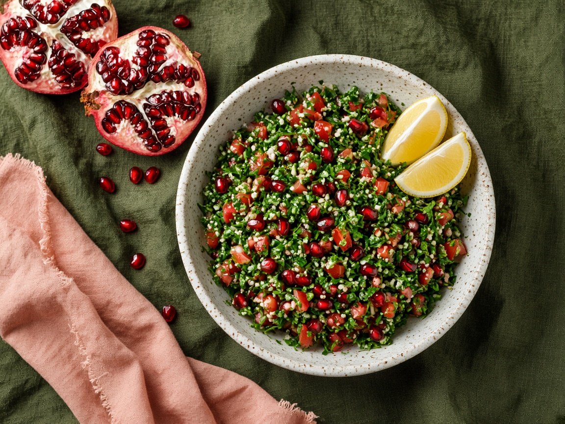 Herb tabbouleh with pomegranate